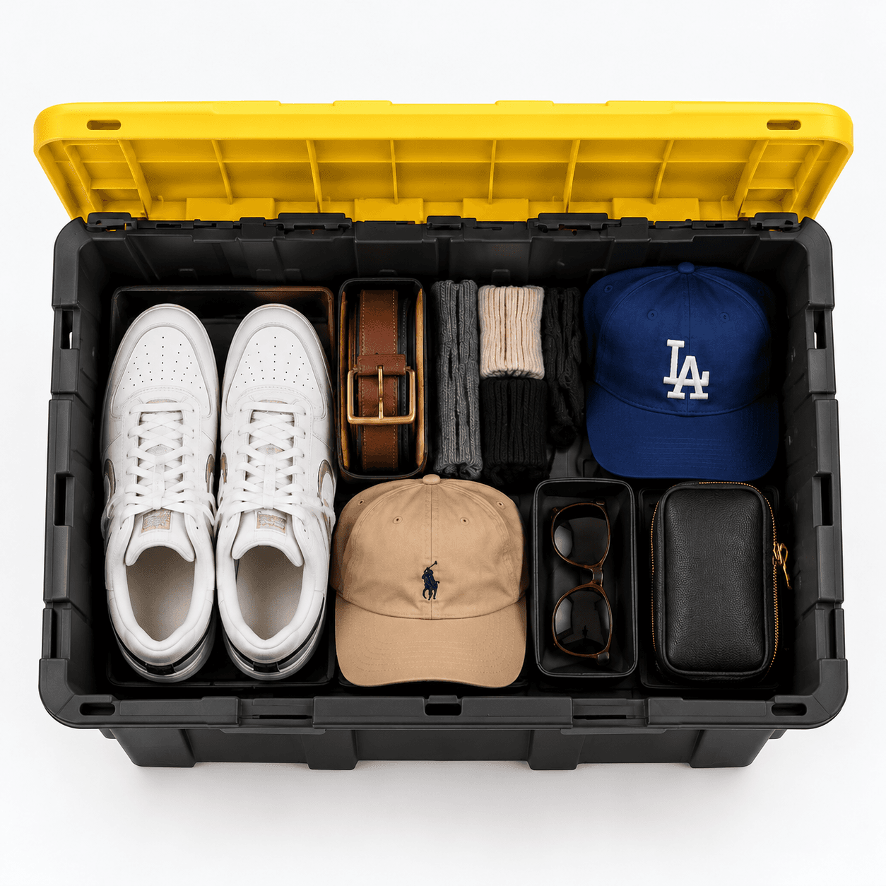 Shoes & Accessories storage example for the Small Fort Lox box